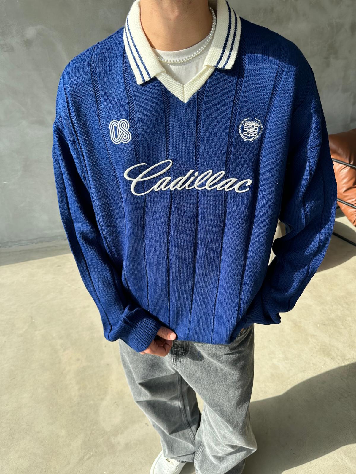 Nakışlı Polo Yaka Triko - Lacivert