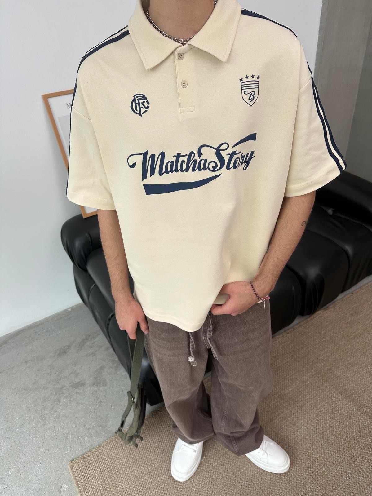 Matcha Story Polo Yaka Bej T-Shirt