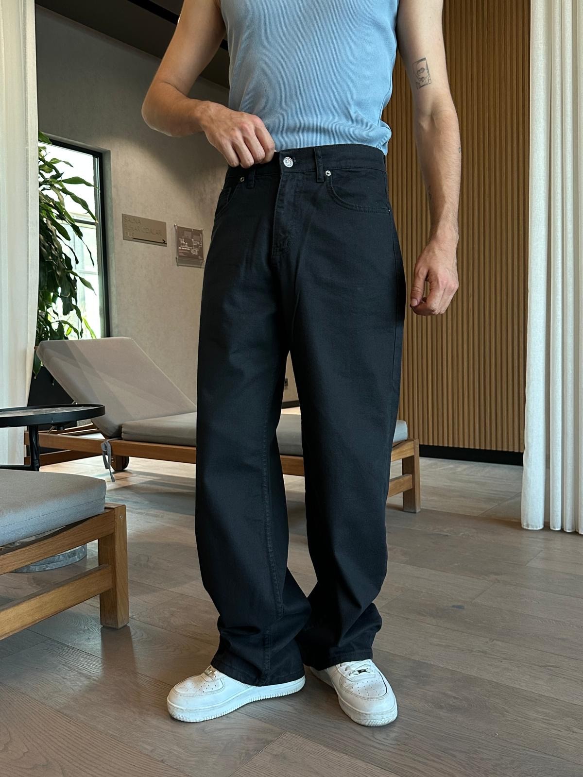 Sand Black Basic Baggy Pantolon