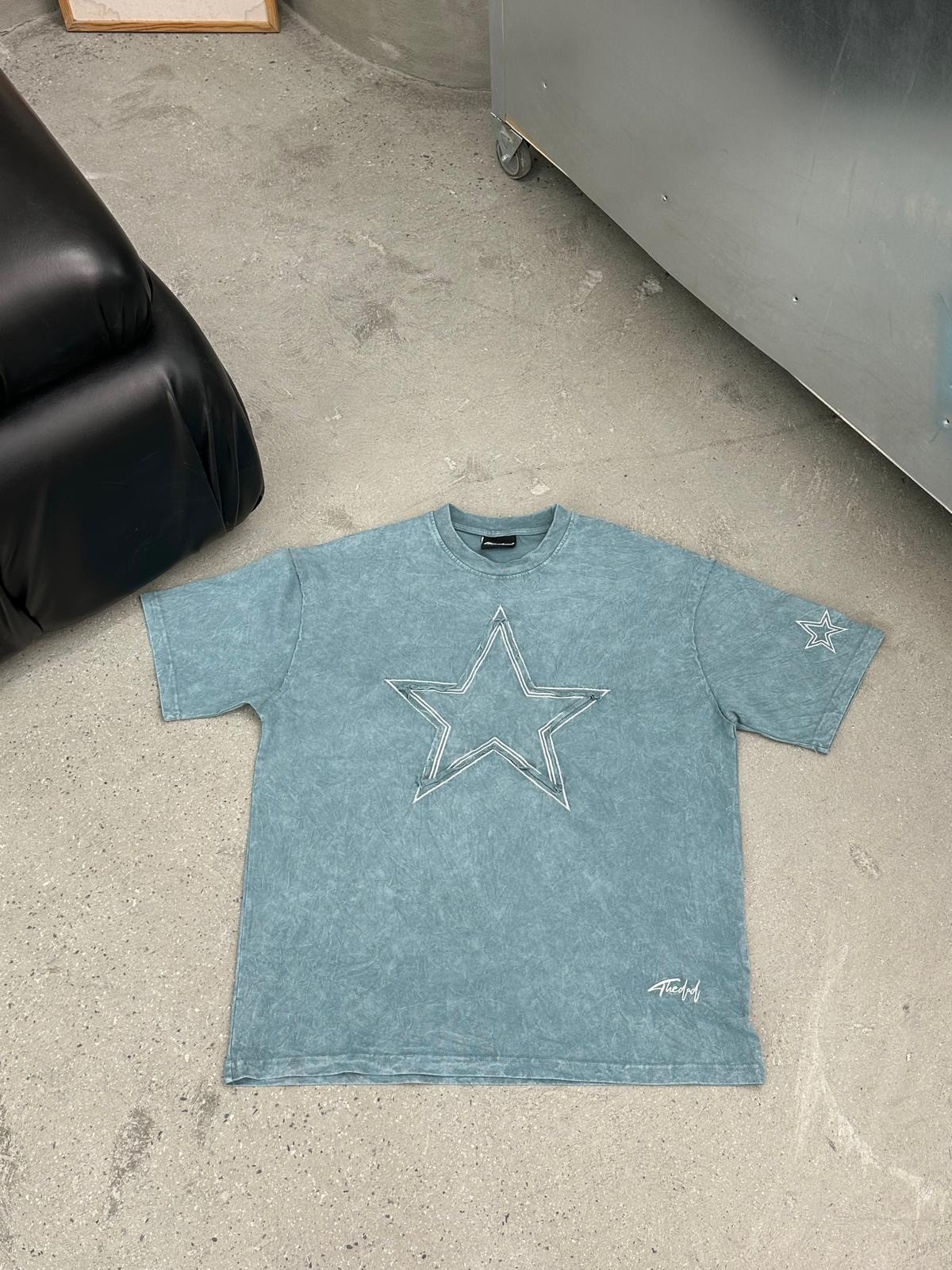 Star Detail Yeşil Oversize T-Shirt