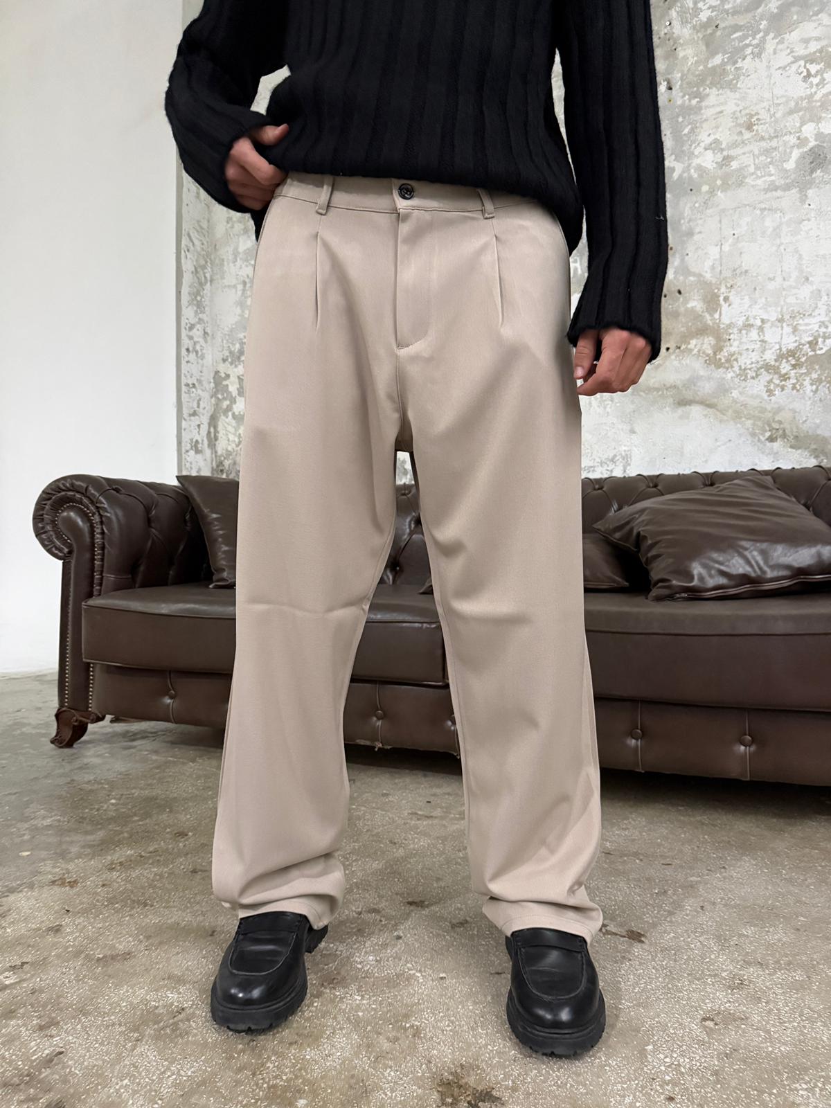 Kane Bej Baggy Kumaş Pantolon