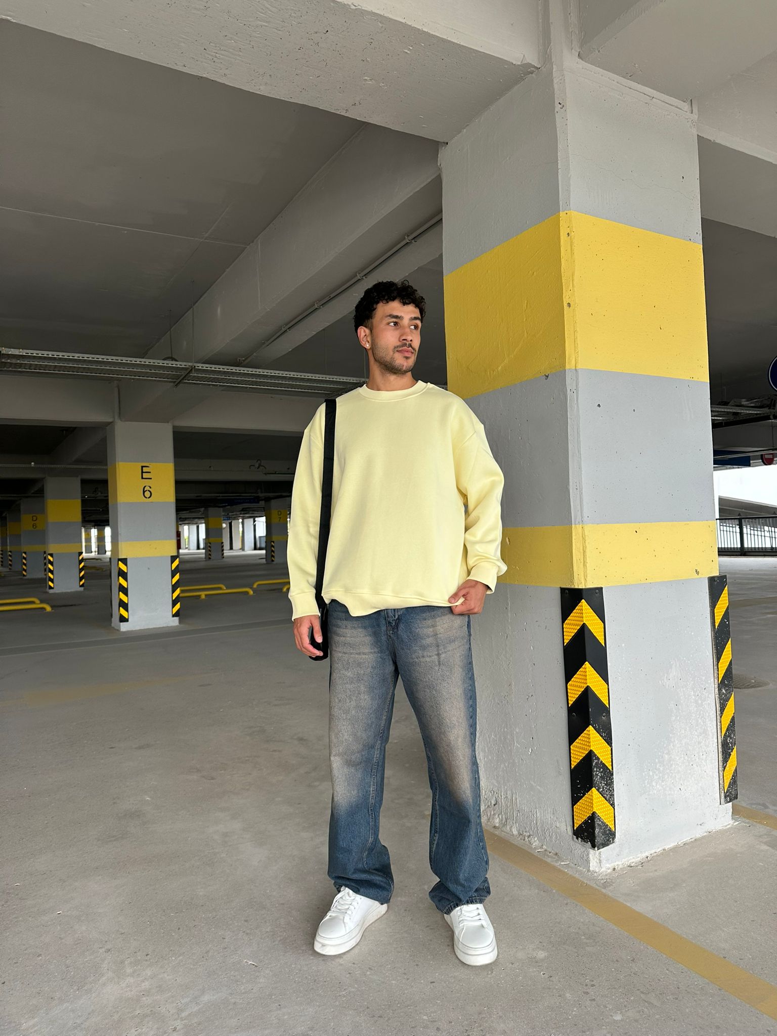 Basıc Oversize Sweatshirt - soft sarı