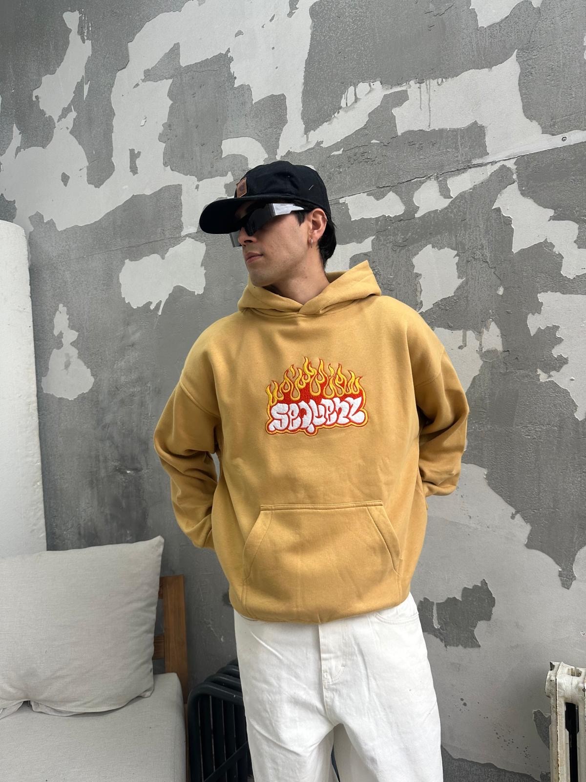 Cactüs Fire Oversize Hardal Hoodie