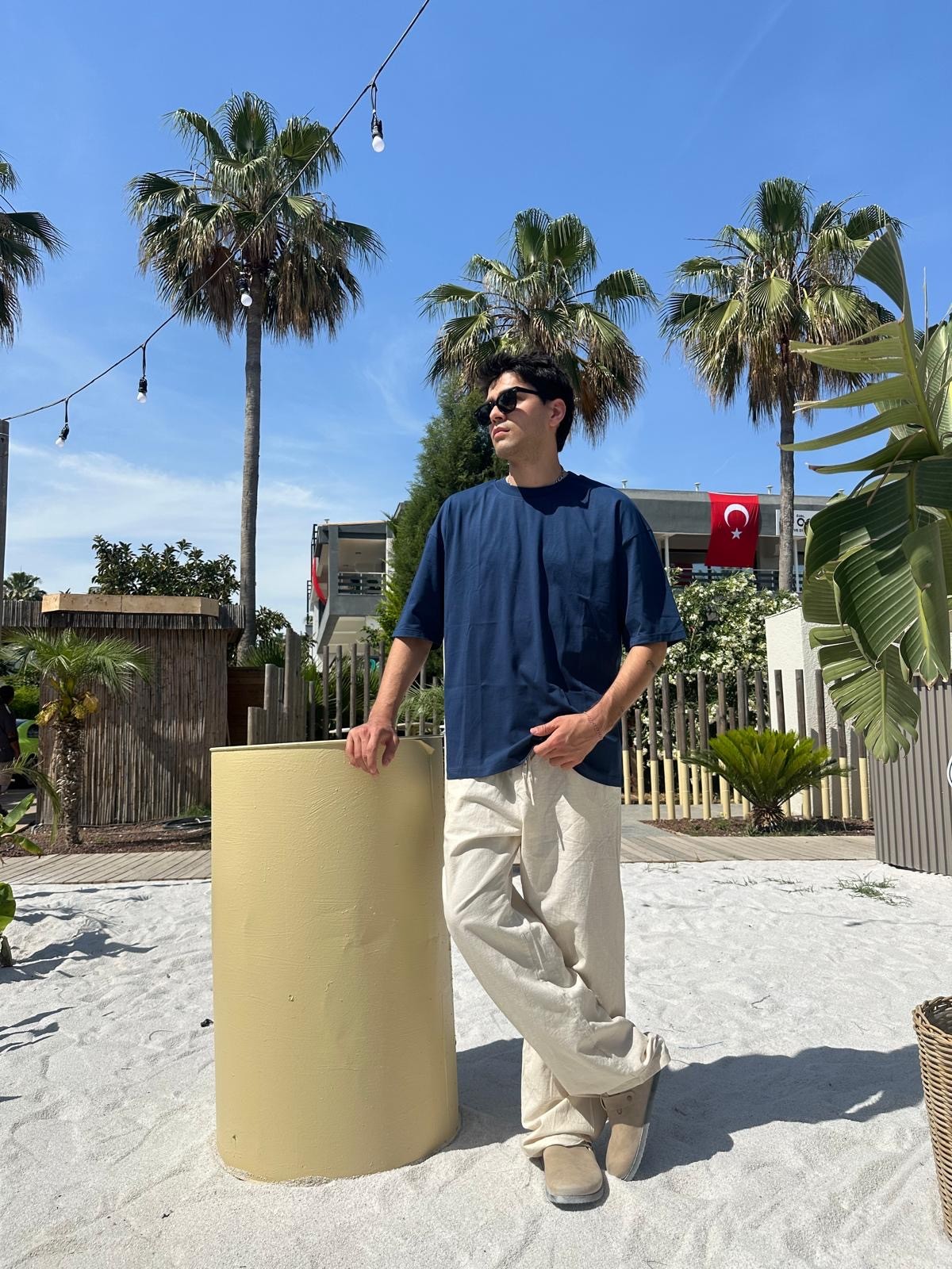 Lacivert Sand Vibes Basic T-Shirt