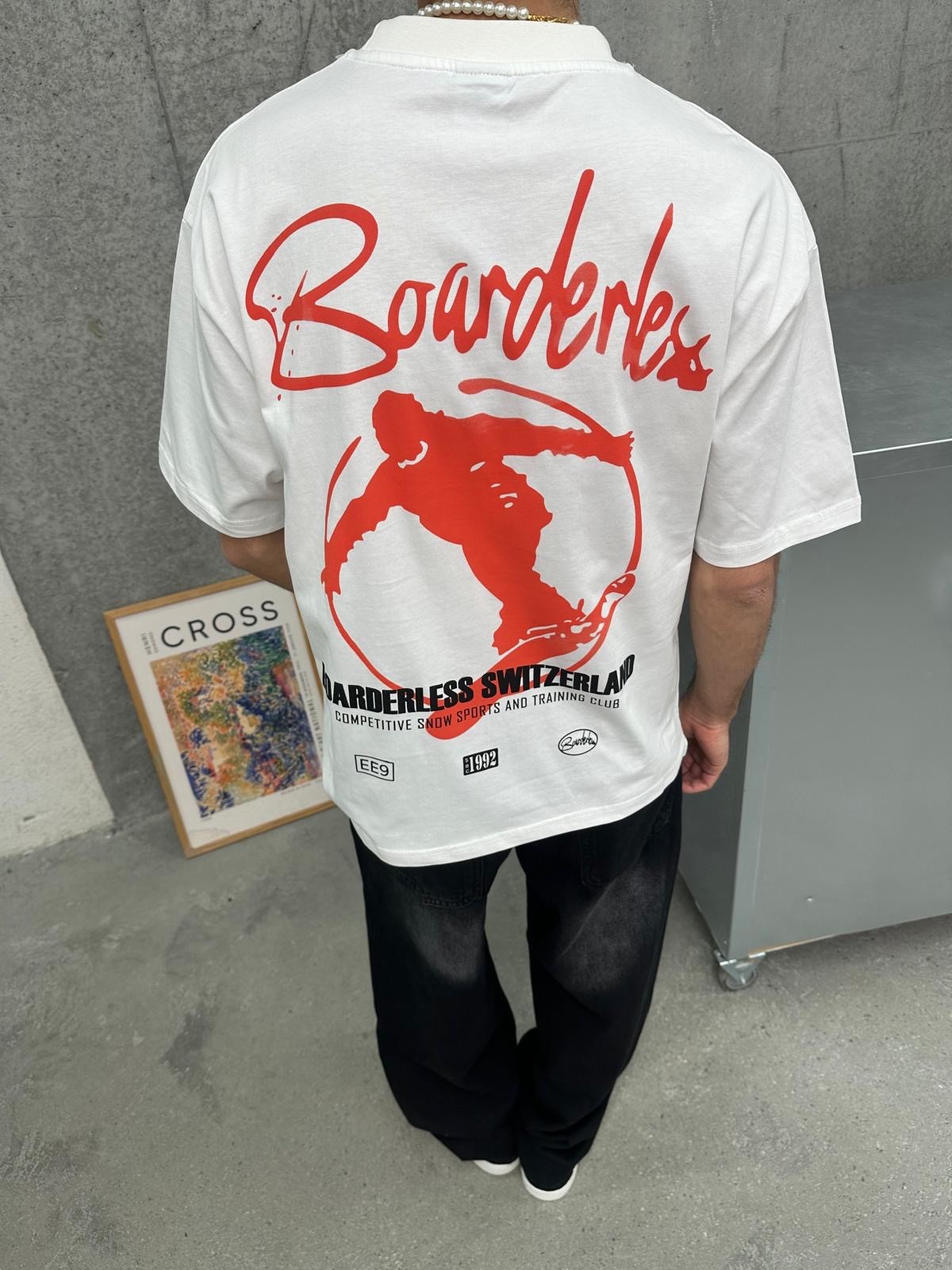 Boarderles Back Print White T-Shirt 