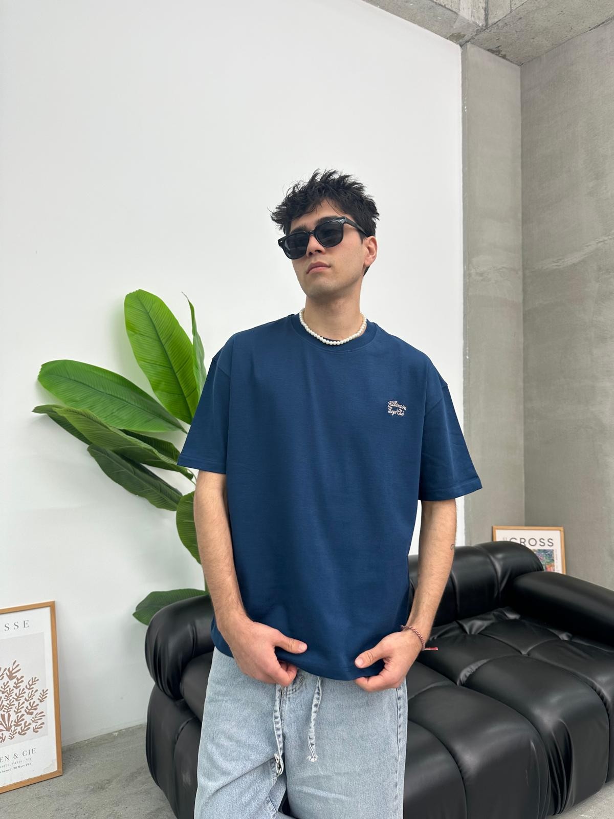 Boys Club Nakışlı İndigo T-Shirt