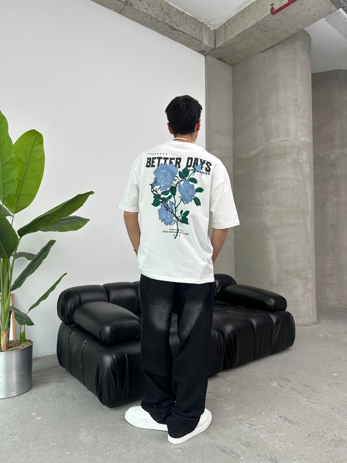 Better Days Back Print White T-Shirt