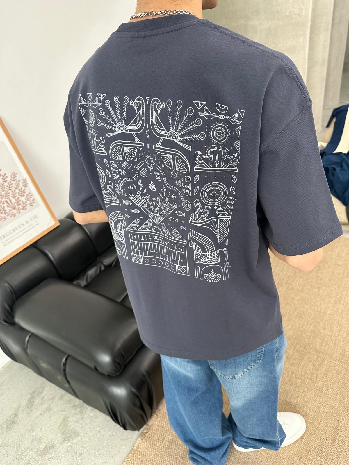 Tribes Etnik Baskılı Füme T-Shirt 