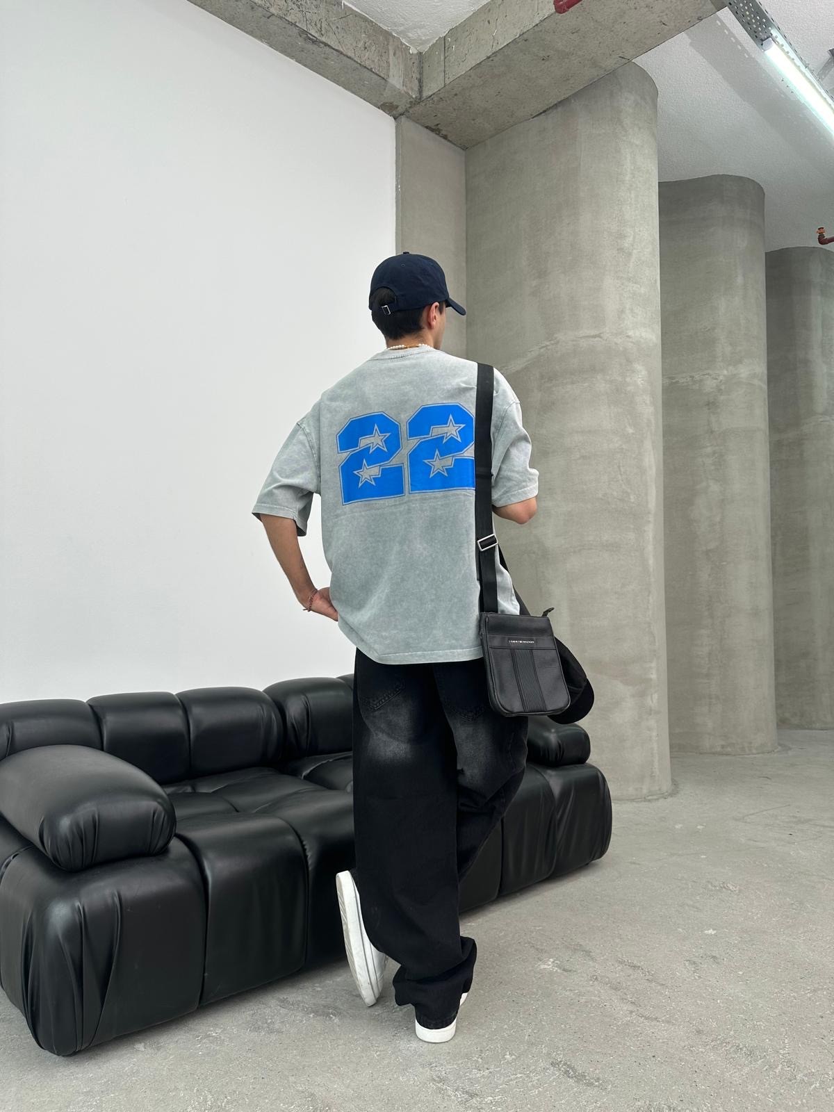 Twenty Two Baskılı Yıkamalı Oversize T-Shirt