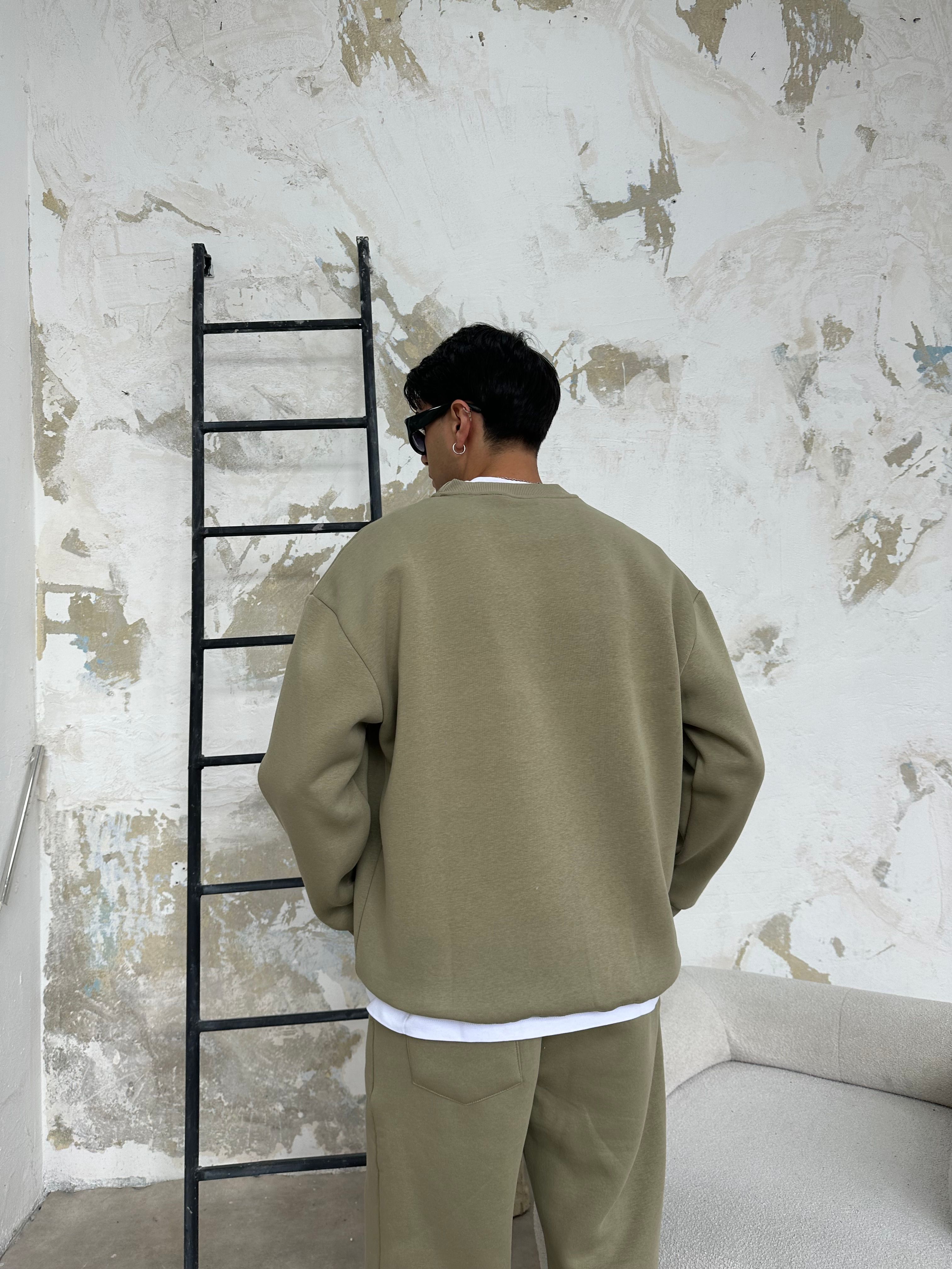 Küf Yeşili Oversize Basic Sweatshirt