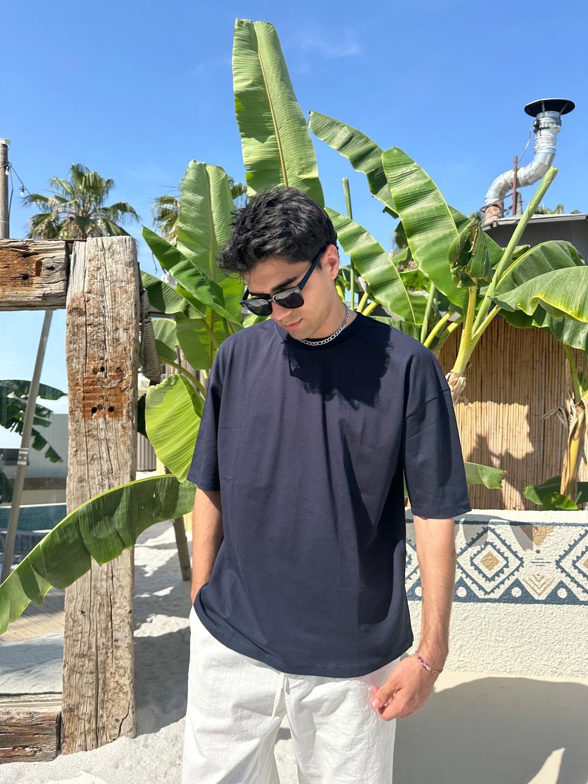 Lacivert Sand Vibes Basic T-Shirt