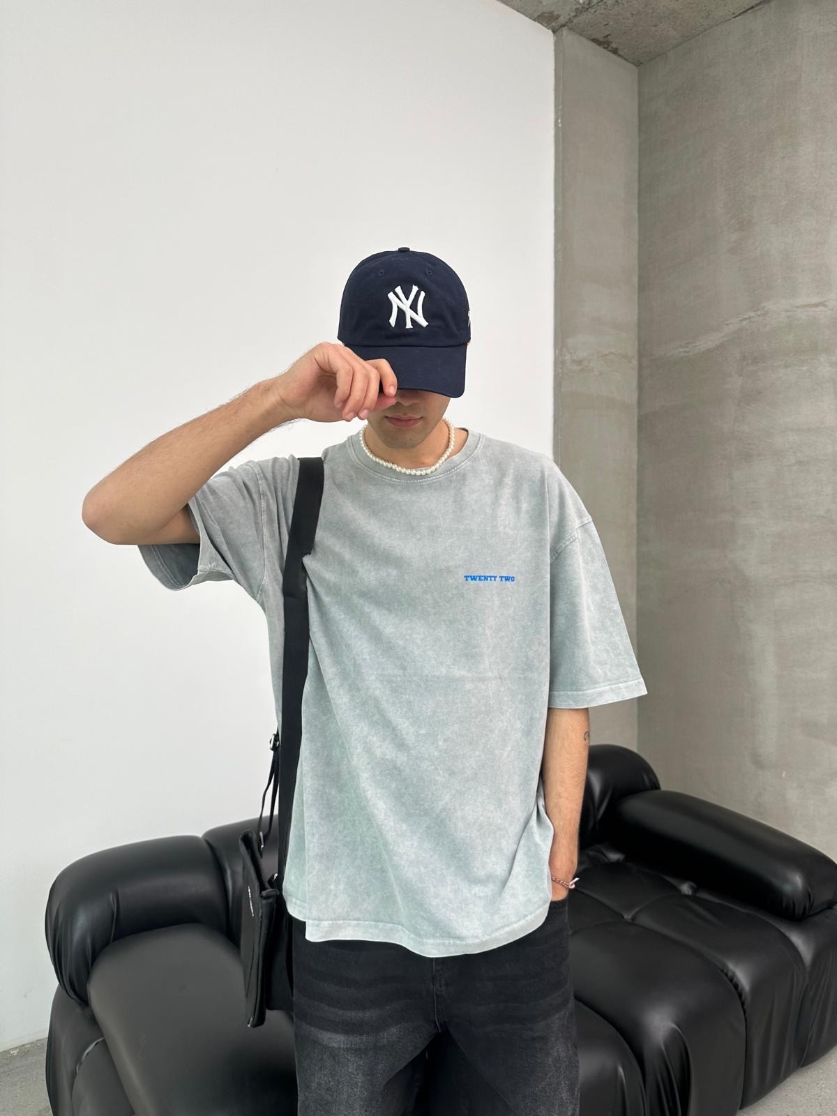 Twenty Two Baskılı Yıkamalı Oversize T-Shirt