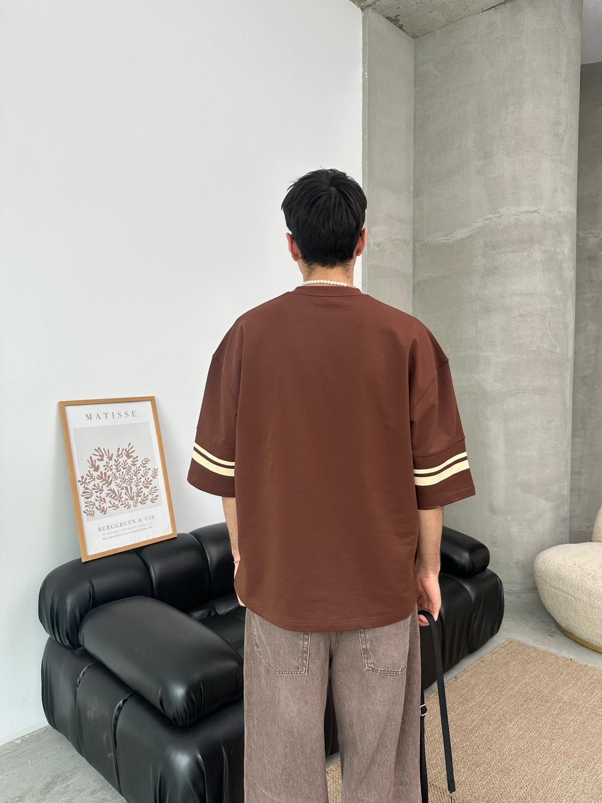 Run Of 85 Baskılı Oversize Kahve T-Shirt