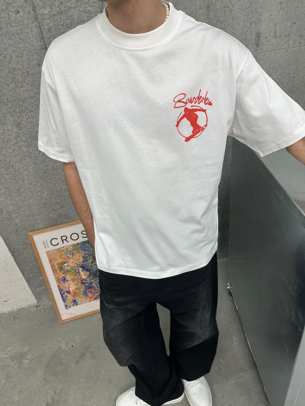 Boarderles Back Print White T-Shirt 