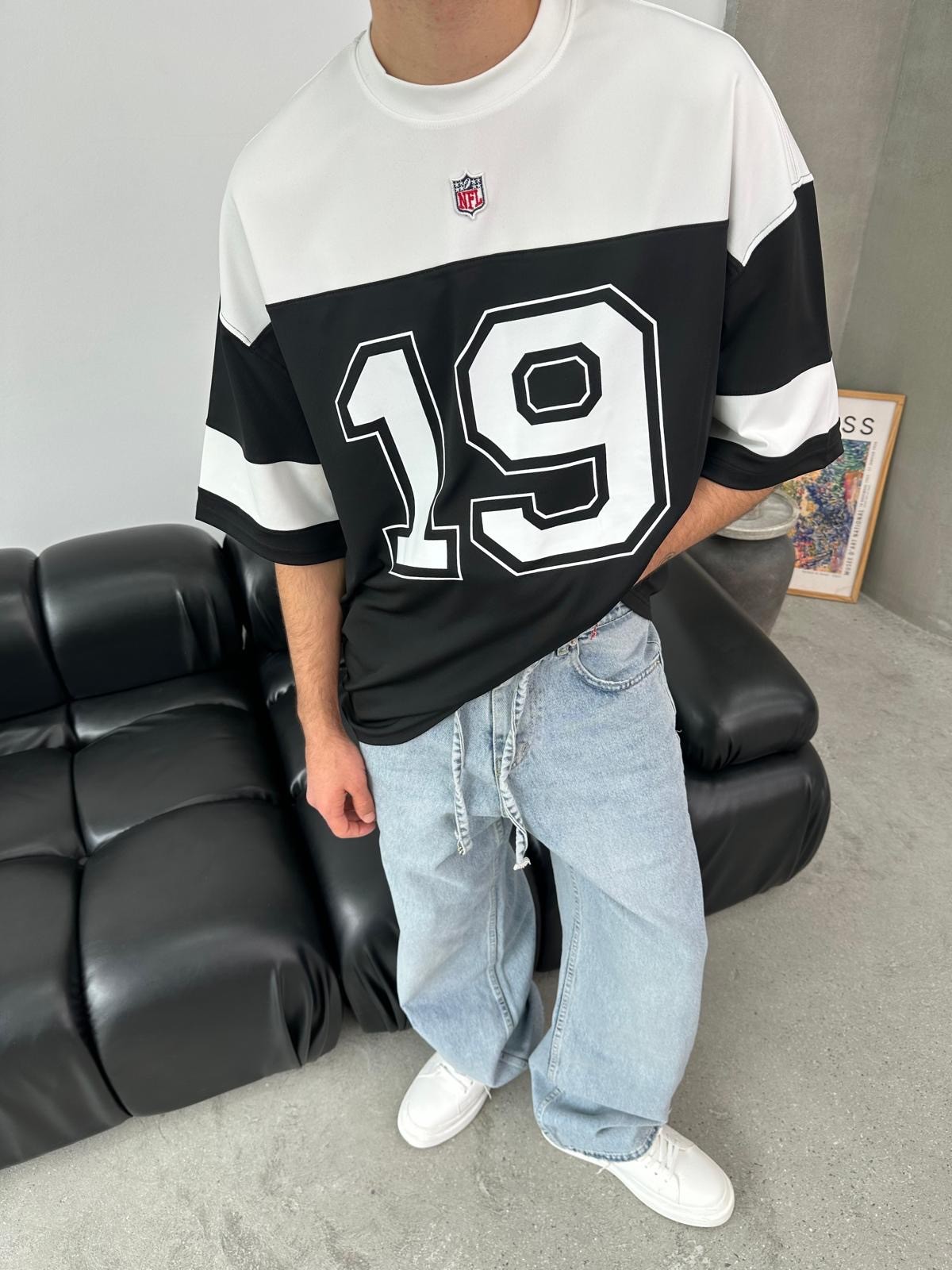 Raiders 19 Baskılı Oversize Siyah Forma