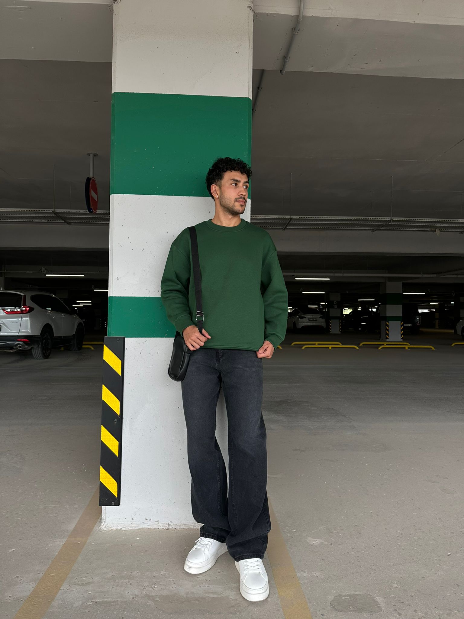 Basıc Oversize Sweatshirt - yeşil