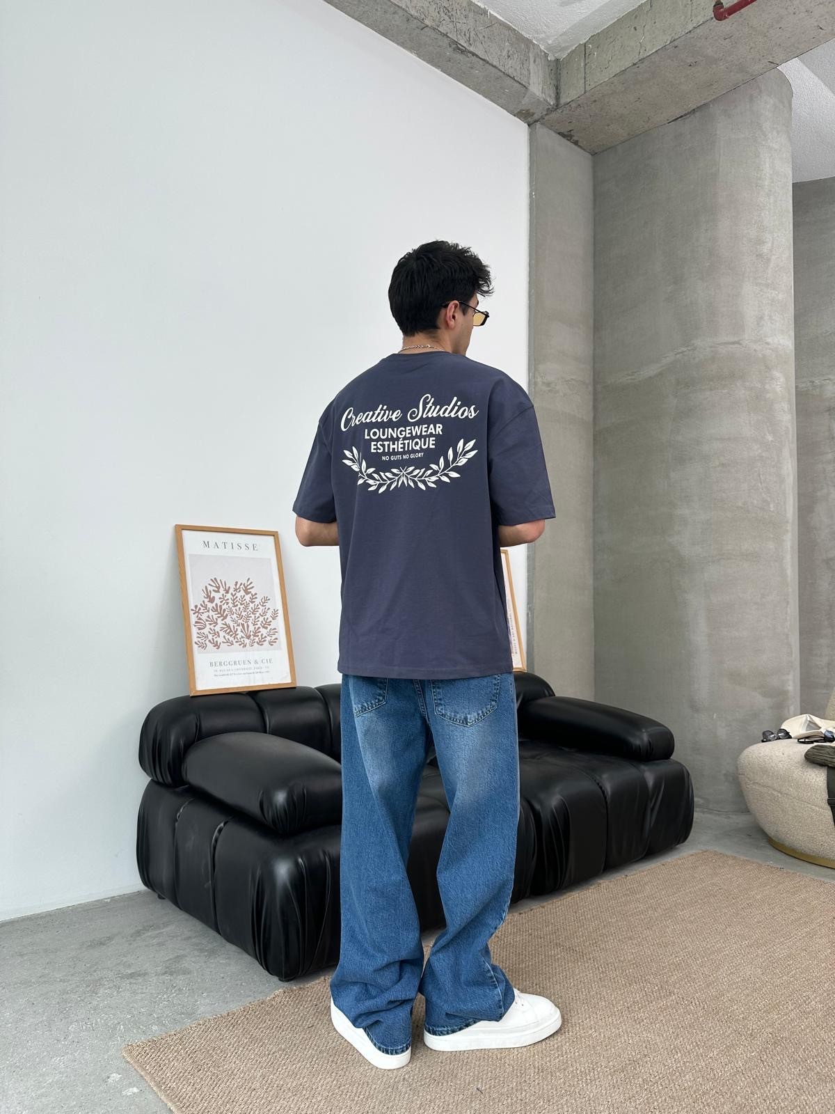 No Glory Studios Back Print Füme T-Shirt
