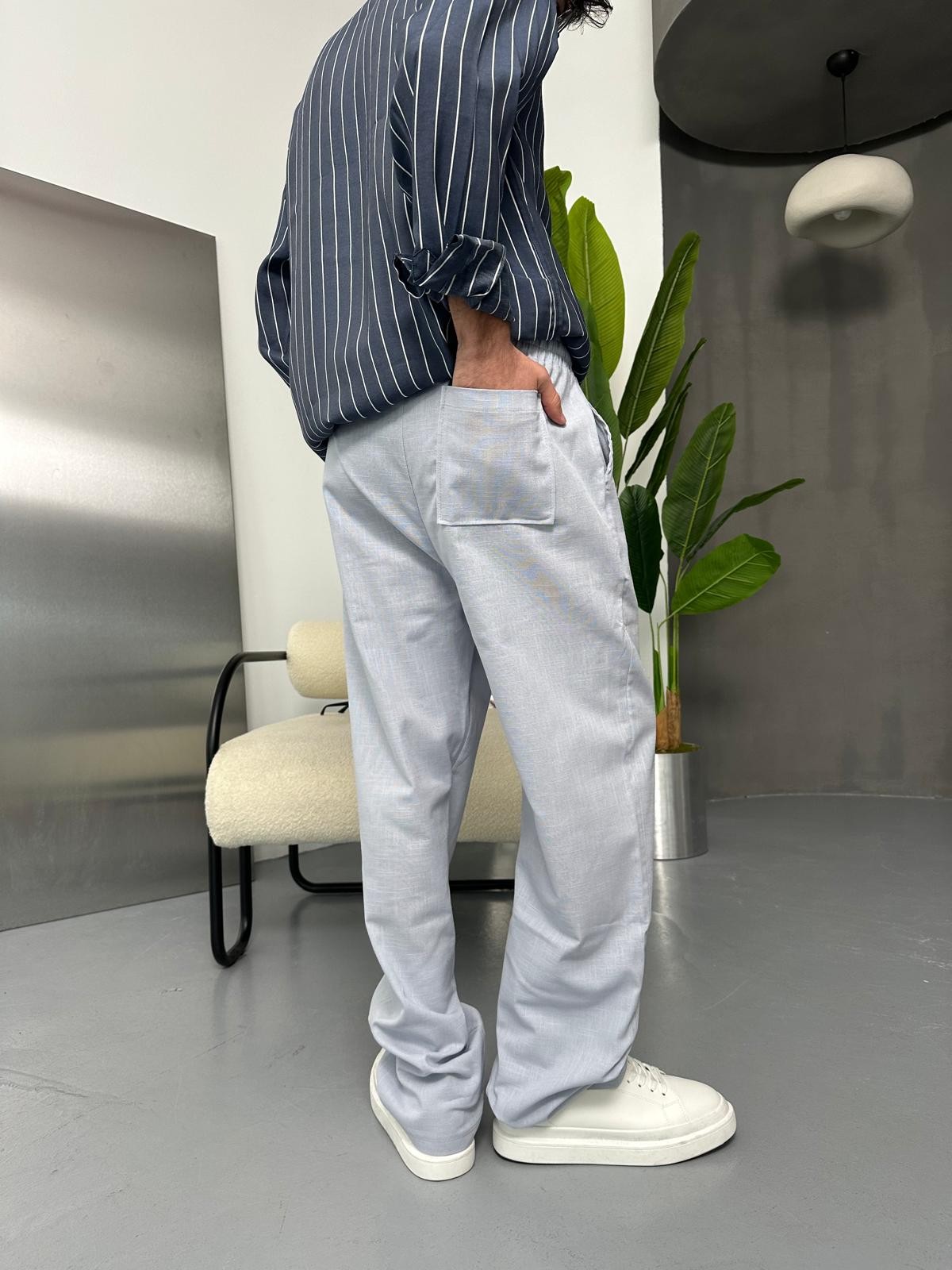 Znc Bebe Mavisi Keten Baggy Pantolon