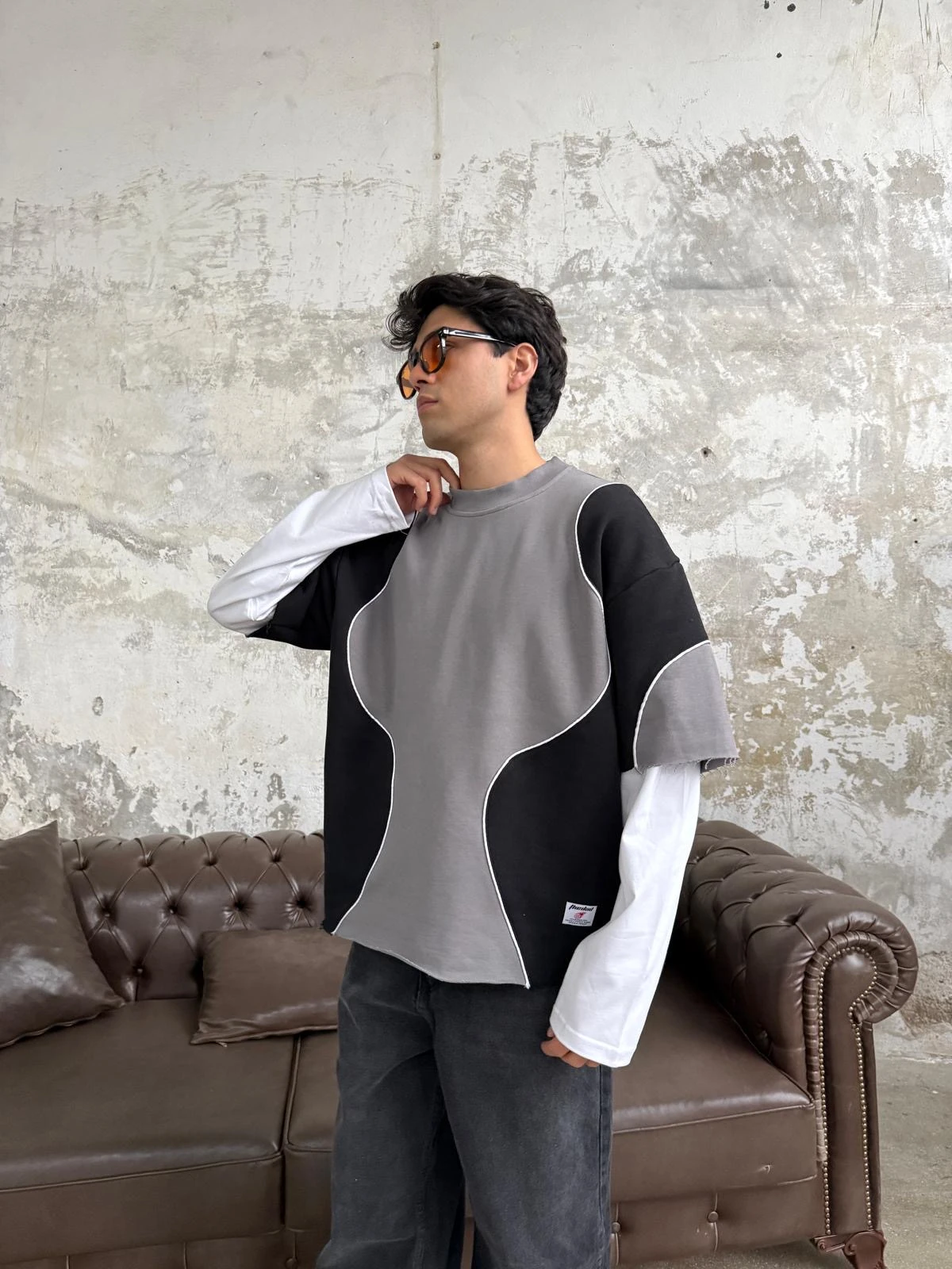 Biye Detay Füme Premium Sweatshirt