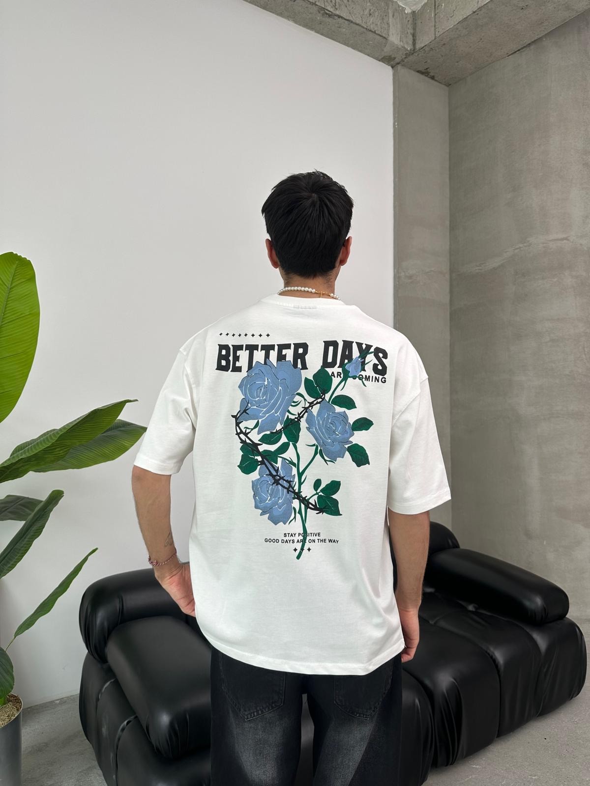 Better Days Back Print White T-Shirt