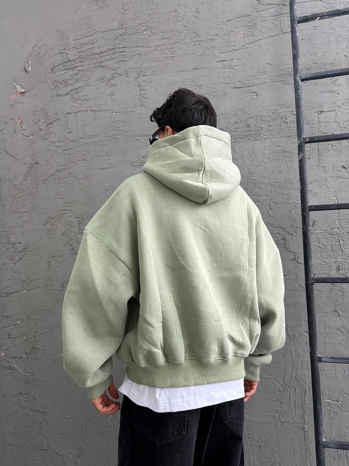 Su Yeşili Oversize Basic Hoodie