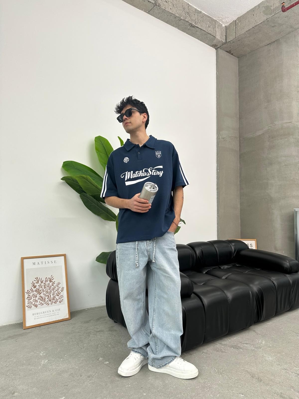 Matcha Story Polo Yaka İndigo T-Shirt 
