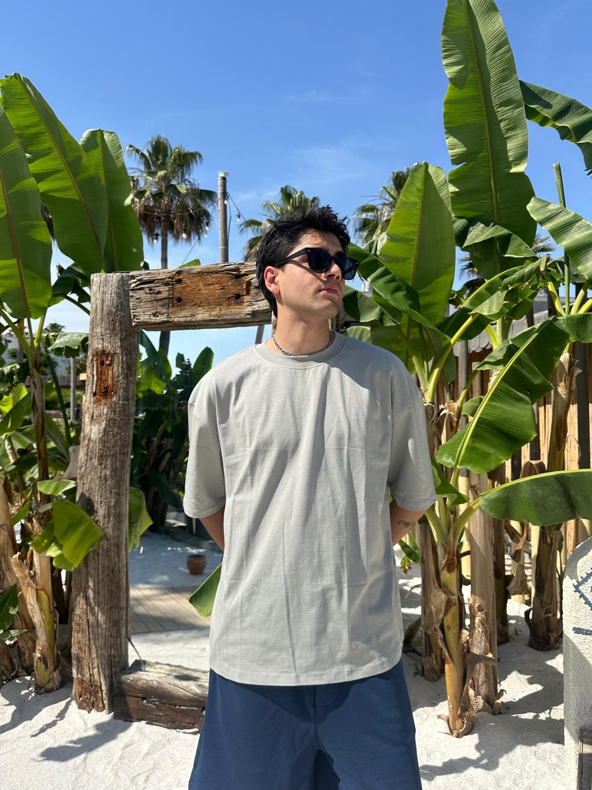 Boyama Gri Sand Vibes Basic T-Shirt