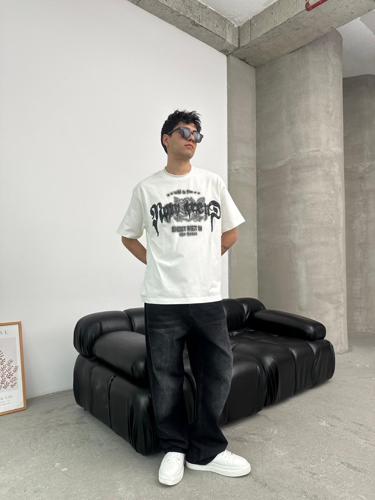 Shoot Now Beyaz Oversize T-Shirt