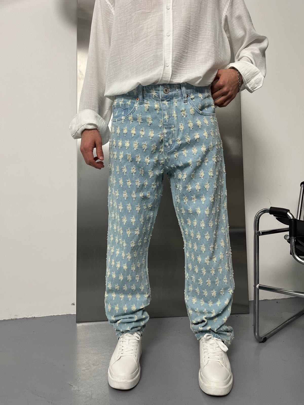 Mavi Patchwork Baggy Pantolon