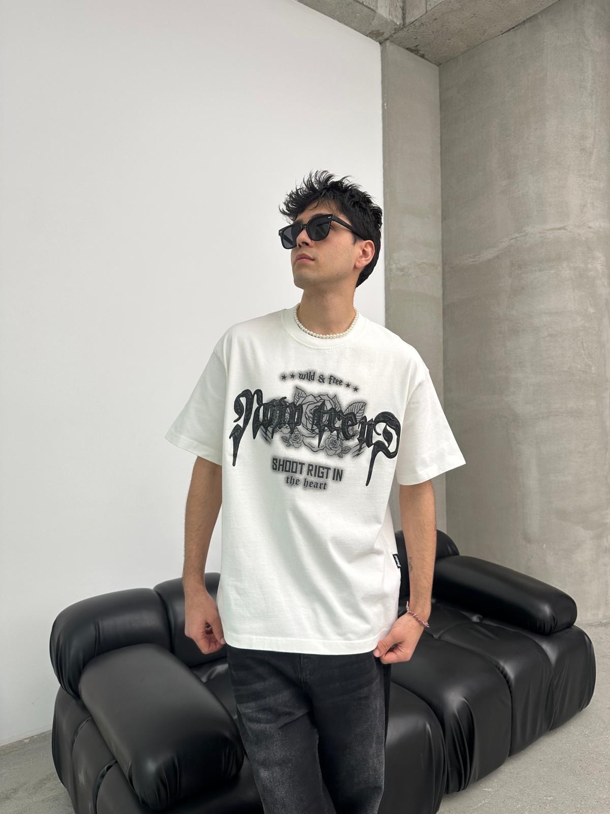 Shoot Now Beyaz Oversize T-Shirt