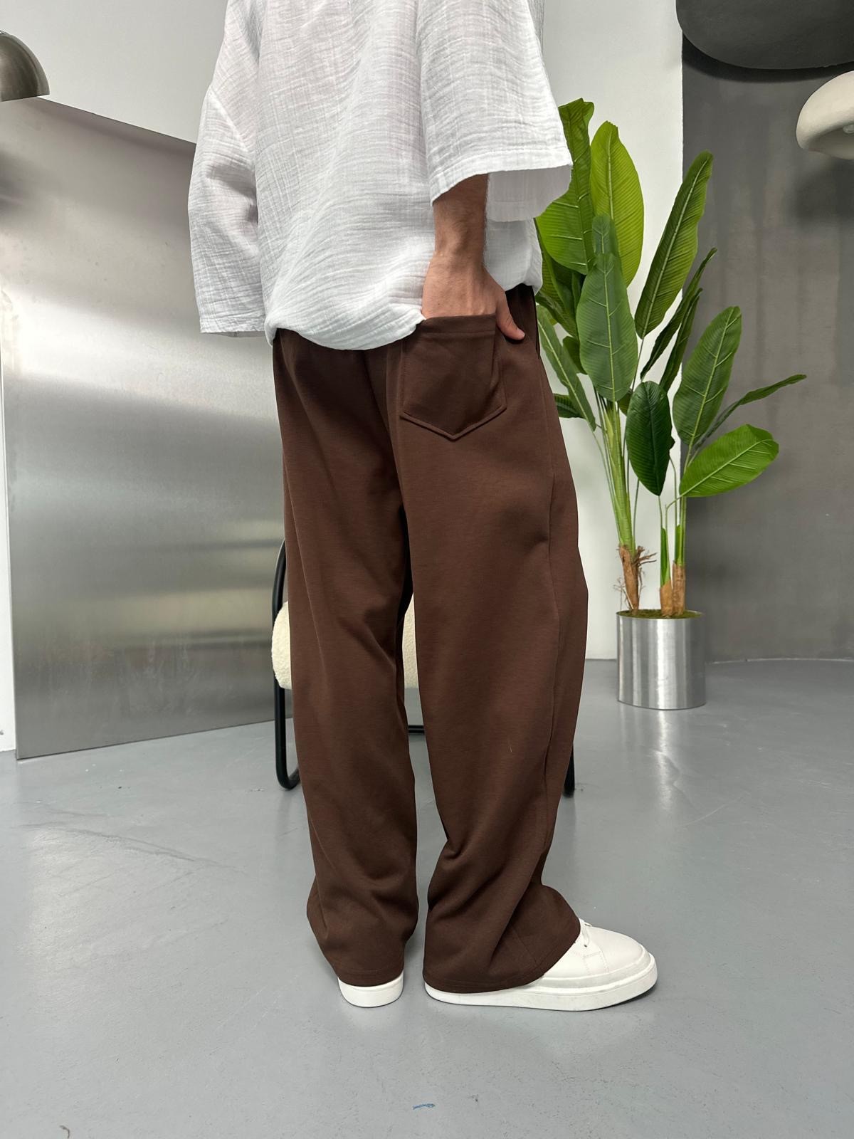 Face Kumaş Kahve Baggy Pantolon 
