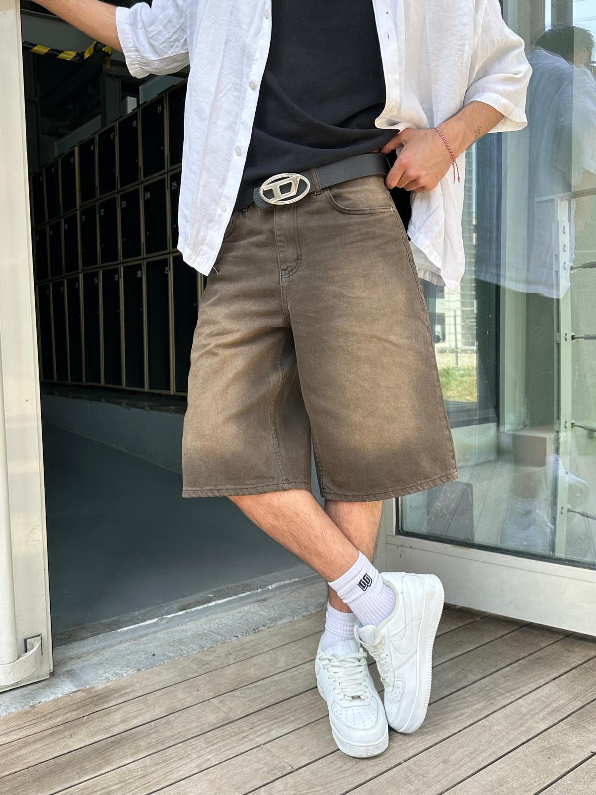 Vintage Brown Bermuda Kot Şort Alx