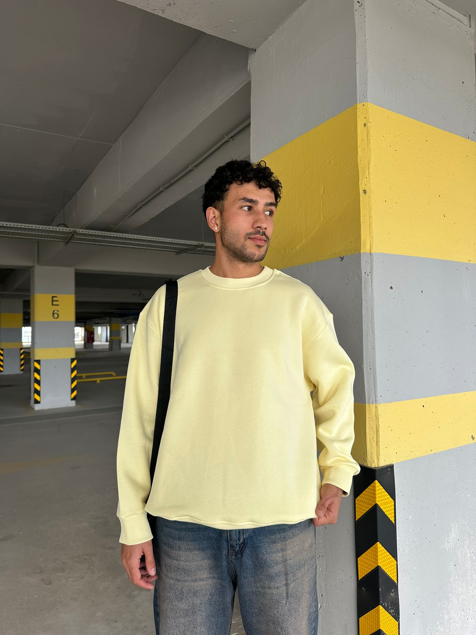 Basıc Oversize Sweatshirt - soft sarı