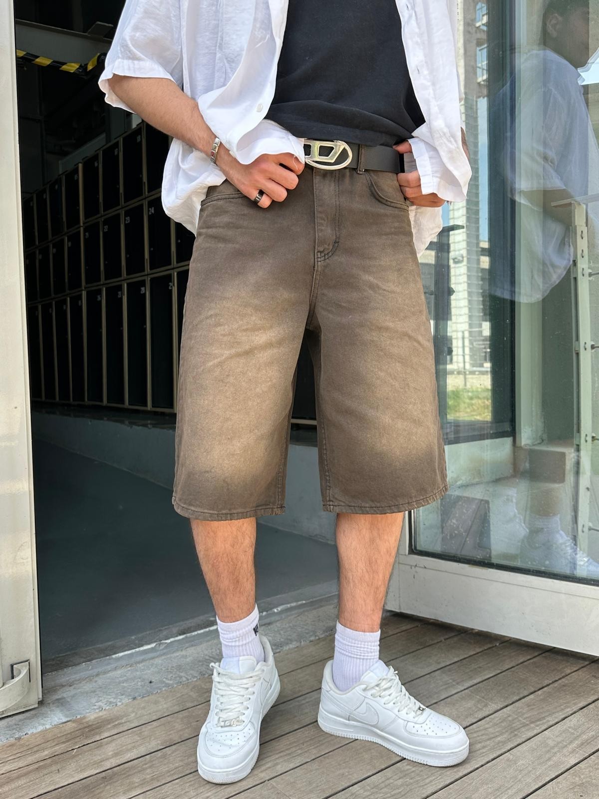 Vintage Brown Bermuda Kot Şort Alx