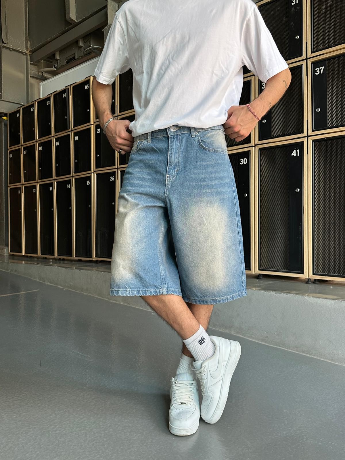 Vintage Blue Bermuda Kot Şort Alx
