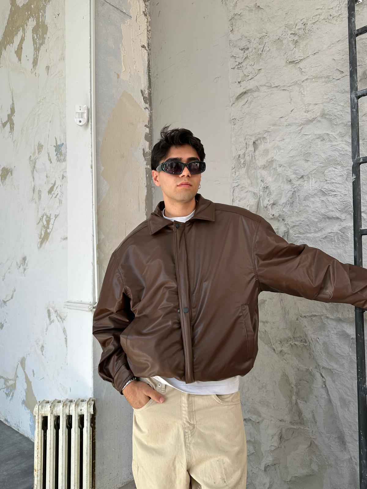 Kahve Bomber Deri Ceket