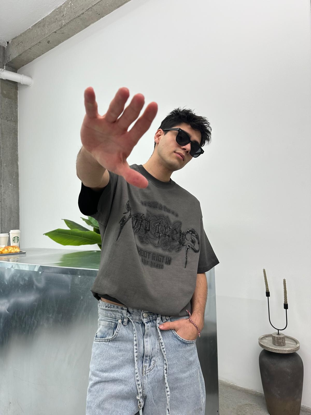 Shoot Now Füme Oversize T-Shirt