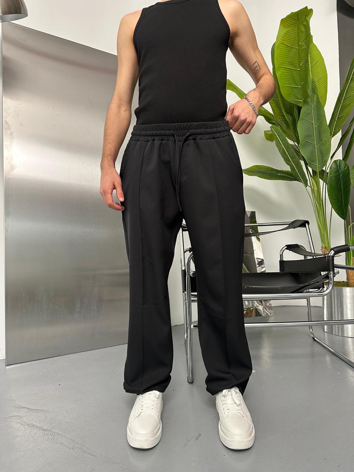Dokuma Çımalı Fresh Siyah Baggy Pantolon 