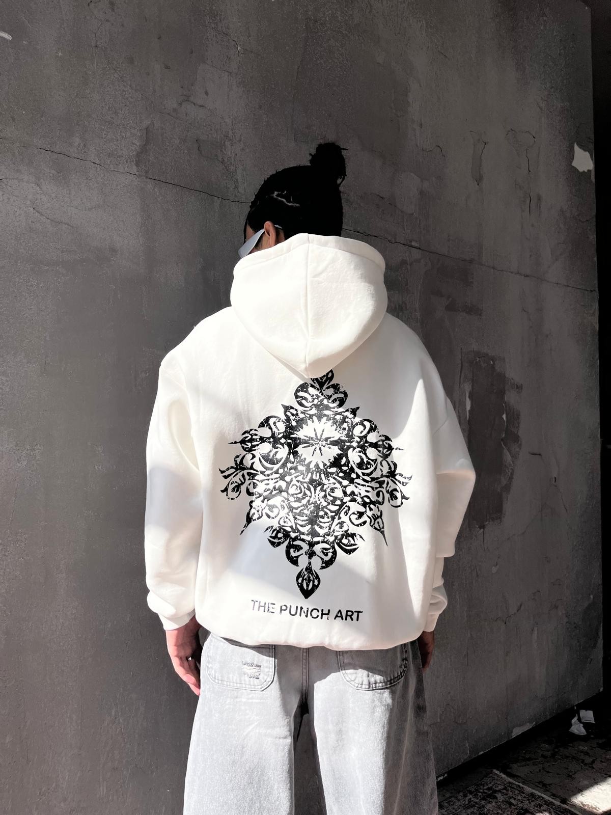 Punch Art White Back Print Hoodie