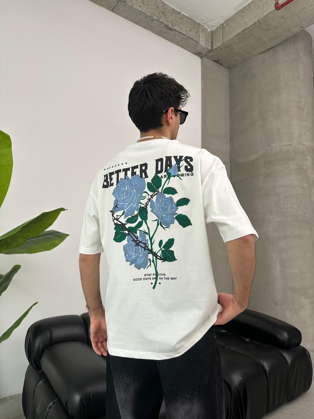 Better Days Back Print White T-Shirt