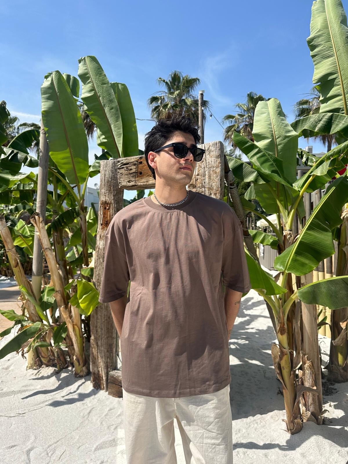 Kahve Sand Vibes Basic T-Shirt