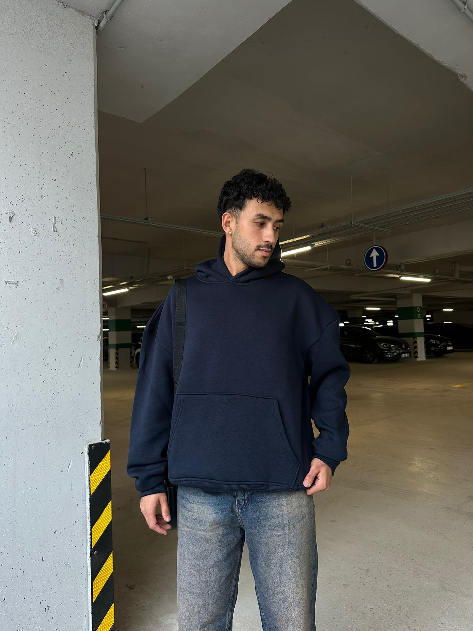 Basıc Oversize Hoodie - lacivert