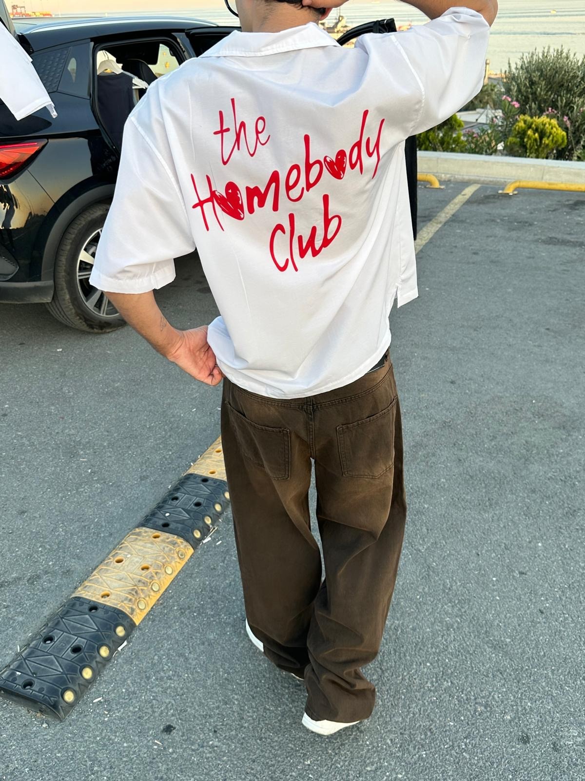 The Homebody Club Baskılı Beyaz Gömlek