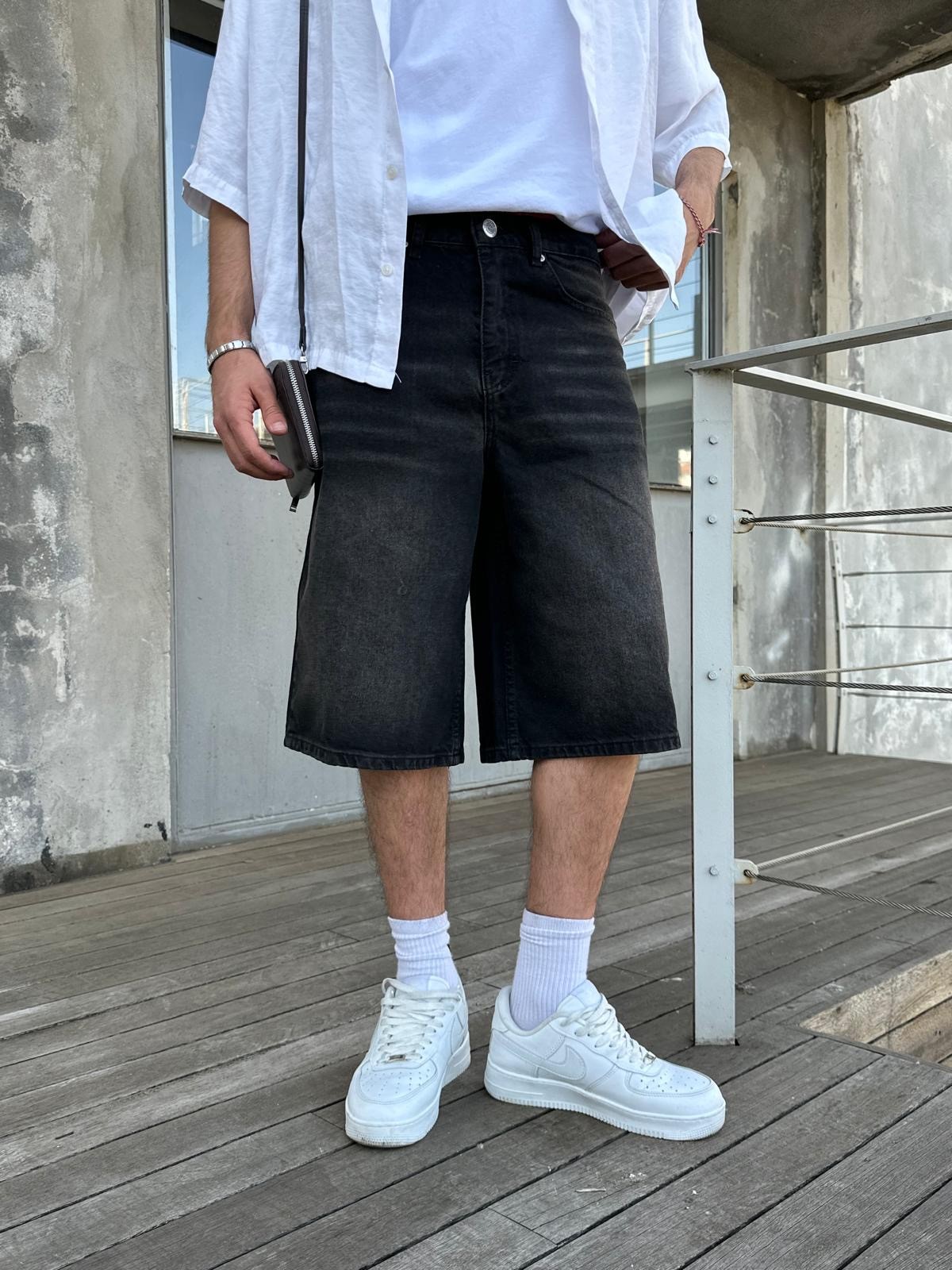 Vintage Black Tint Kot Şort Alx