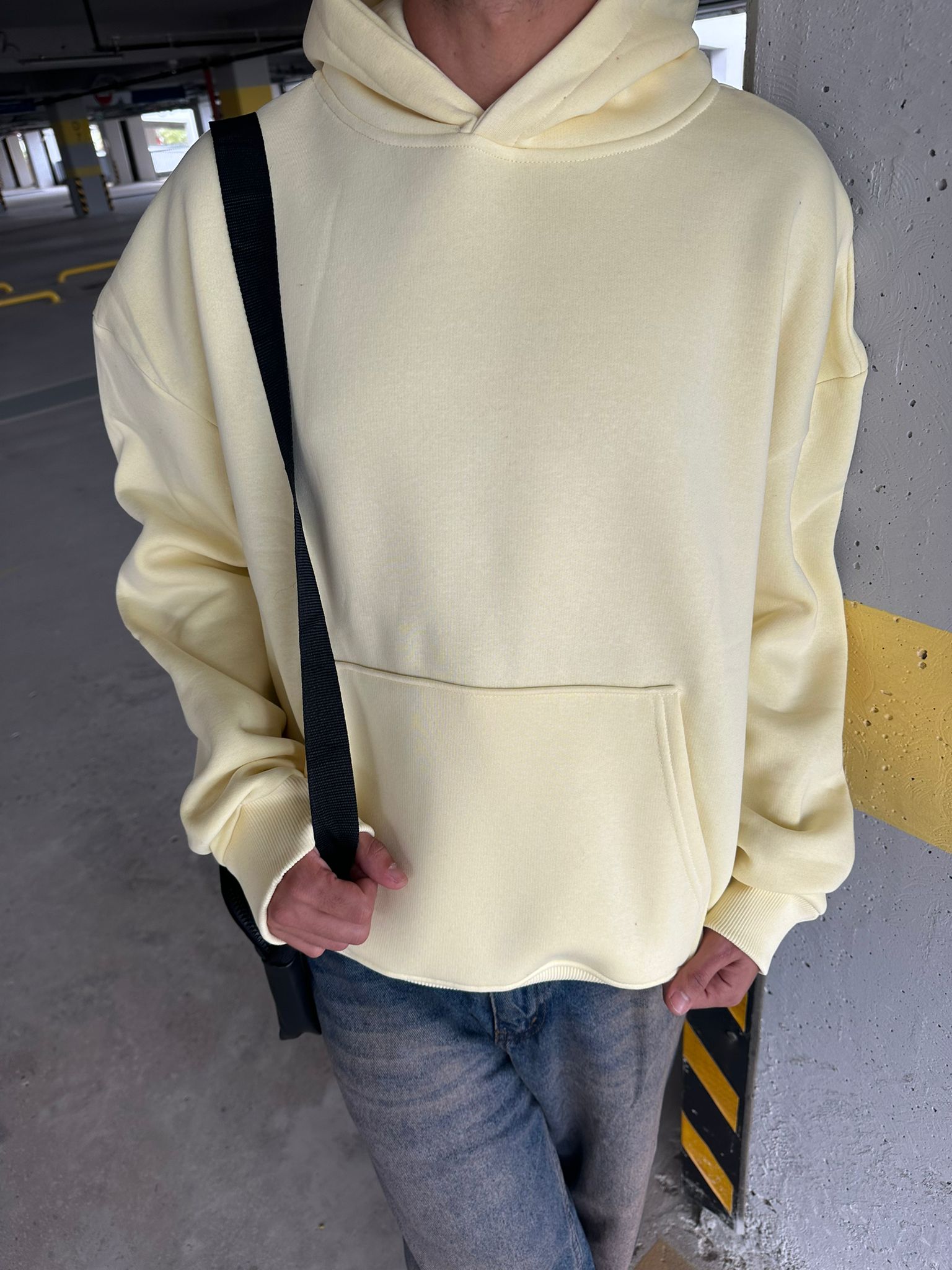 Basıc Oversize Hoodie - soft sarı