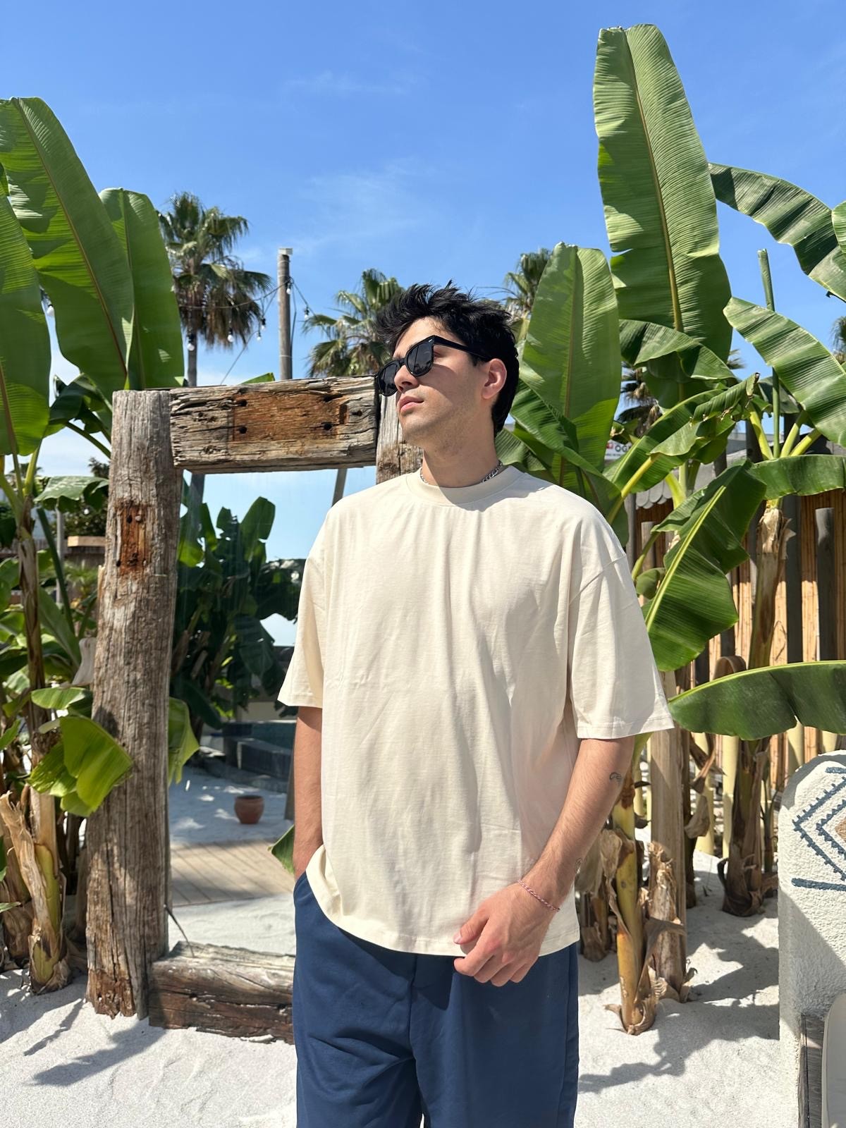 Bej Sand Vibes Basic T-Shirt