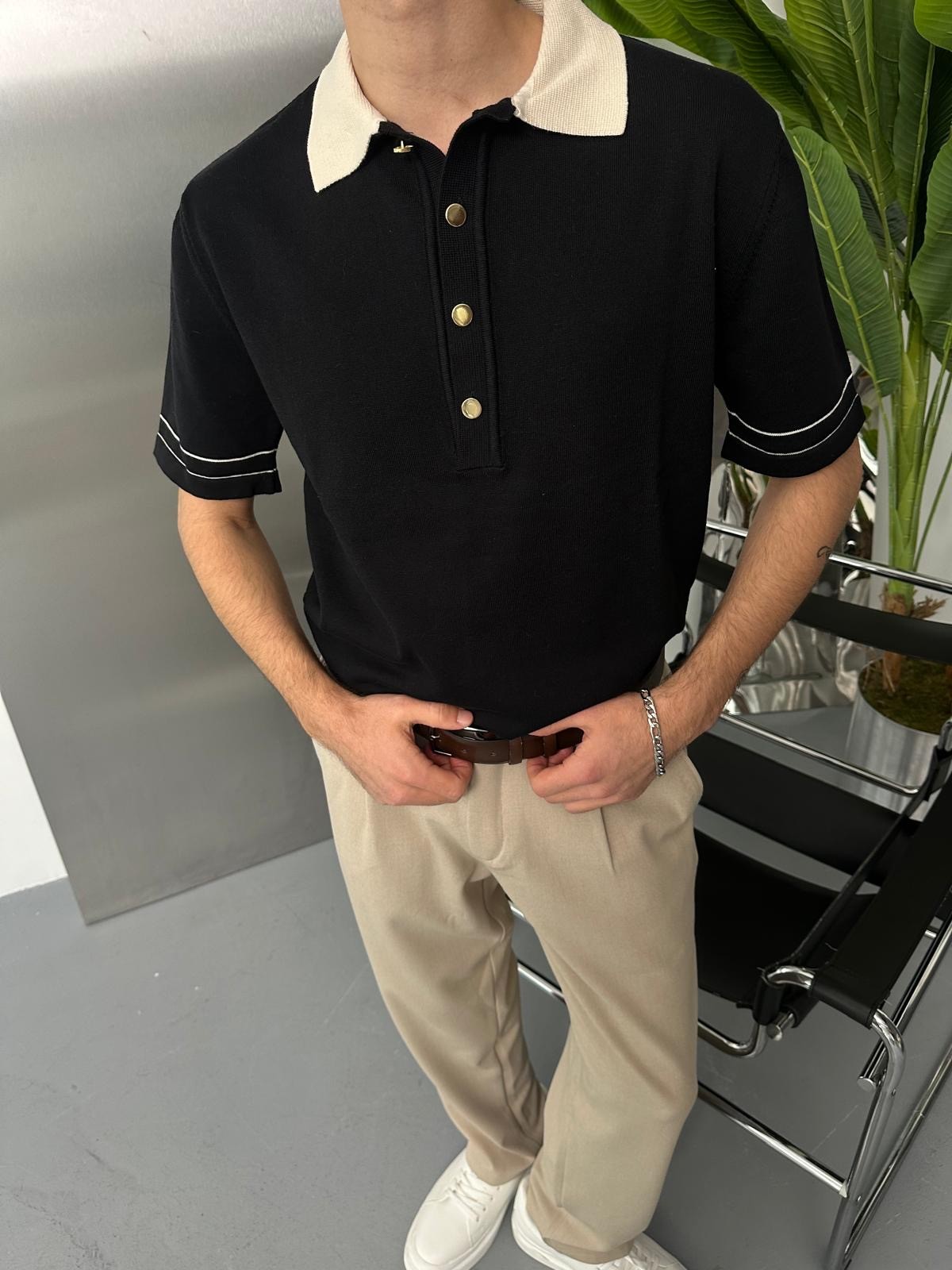 Old Money Collection Siyah Polo Yaka T-Shirt 