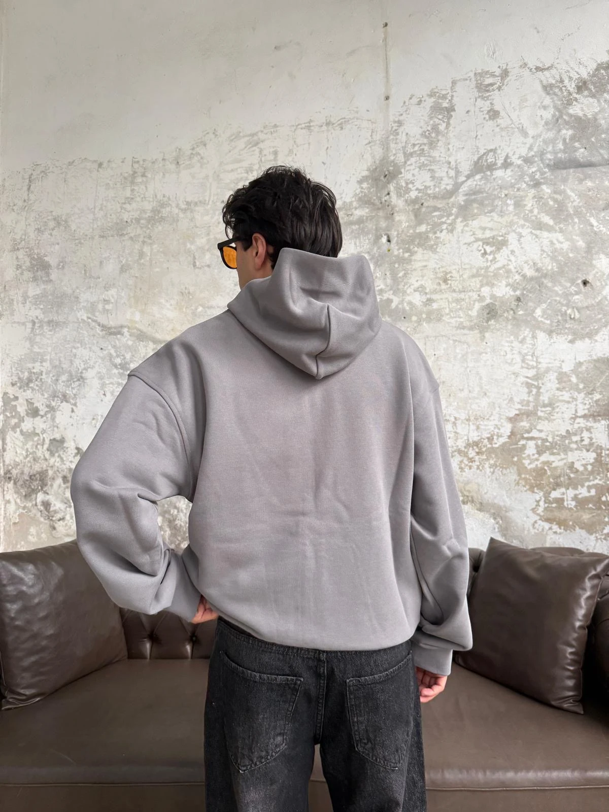 Arabic Detail Gri Diyagonel Zip