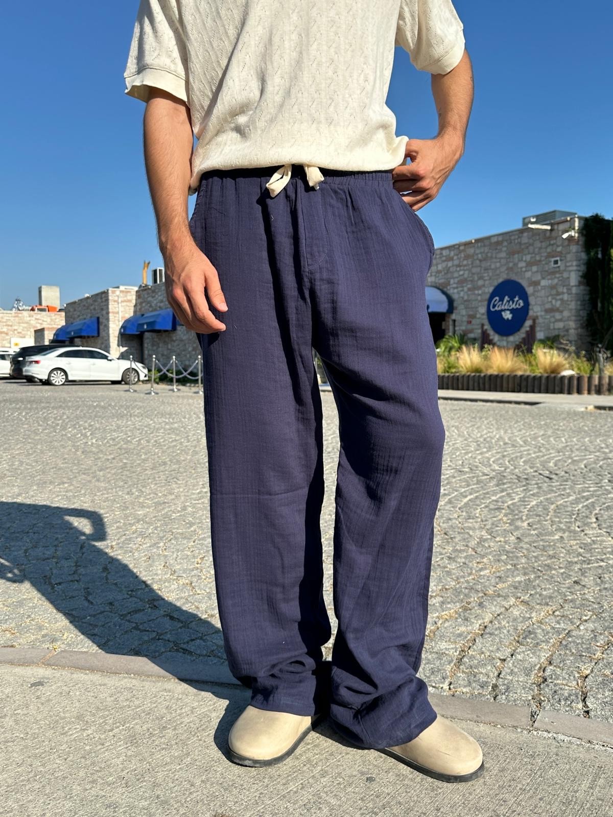 Summer Vibe Mavi Dökümlü Fresh Pantolon