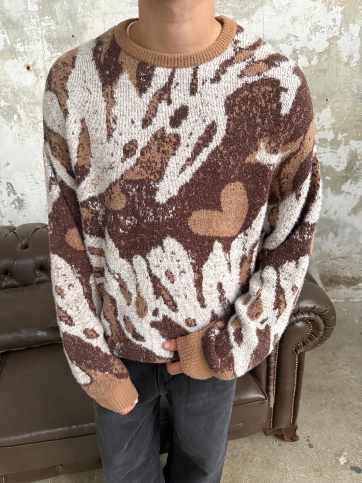 Brown Efekt Oversize Triko